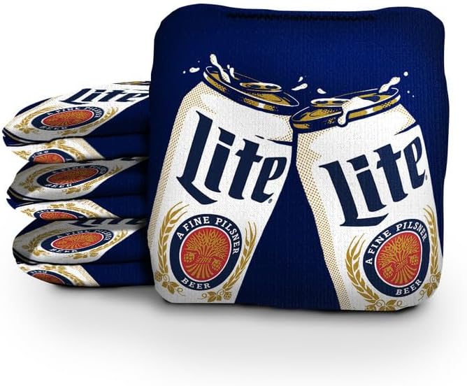 Slick Woody's Official Brand Beer + American Flag Cornhole Bags – Resin-Filled Tournament Performance with Dual Sided Professional Use Fabric- Set of 8
