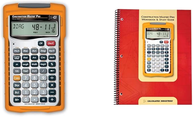 Calculated Industries 4065 Construction Master ProCalculator & 2140 Construction Master Pro Workbook and Study Guide | 4 Comprehensive Sections | Site Development | Footings, Slabs, Walls