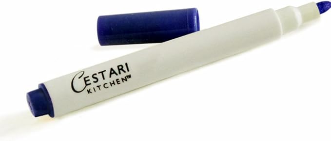 Cestari Blue Liquid Chalk Marker Pen - 2mm Skinny Tip - Nontoxic for Wine Glasses, Chalkboards, Windows, Mirrors, and More