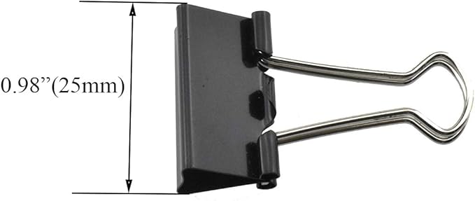 HAHIYO Binder Clips Paper Clamps Spring Steel Sturdy Small 0.98 inches Width 0.37 Inch Capacity No Sharp Edges Heavy Duty Tight Grip Reusable Black Metal Bright Finish for Home Office School 28 Pack