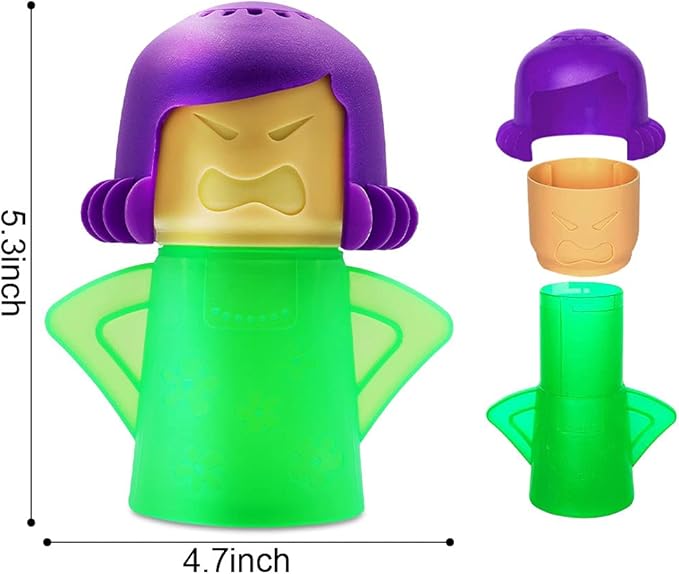 Abnaok Microwave Cleaner, Angry Mama Microwave Cleaner Microwave Oven Steam Cleaner Easily Clean in Minutes Cleans Add Vinegar and Water for Home or Office with English Manual (Green)