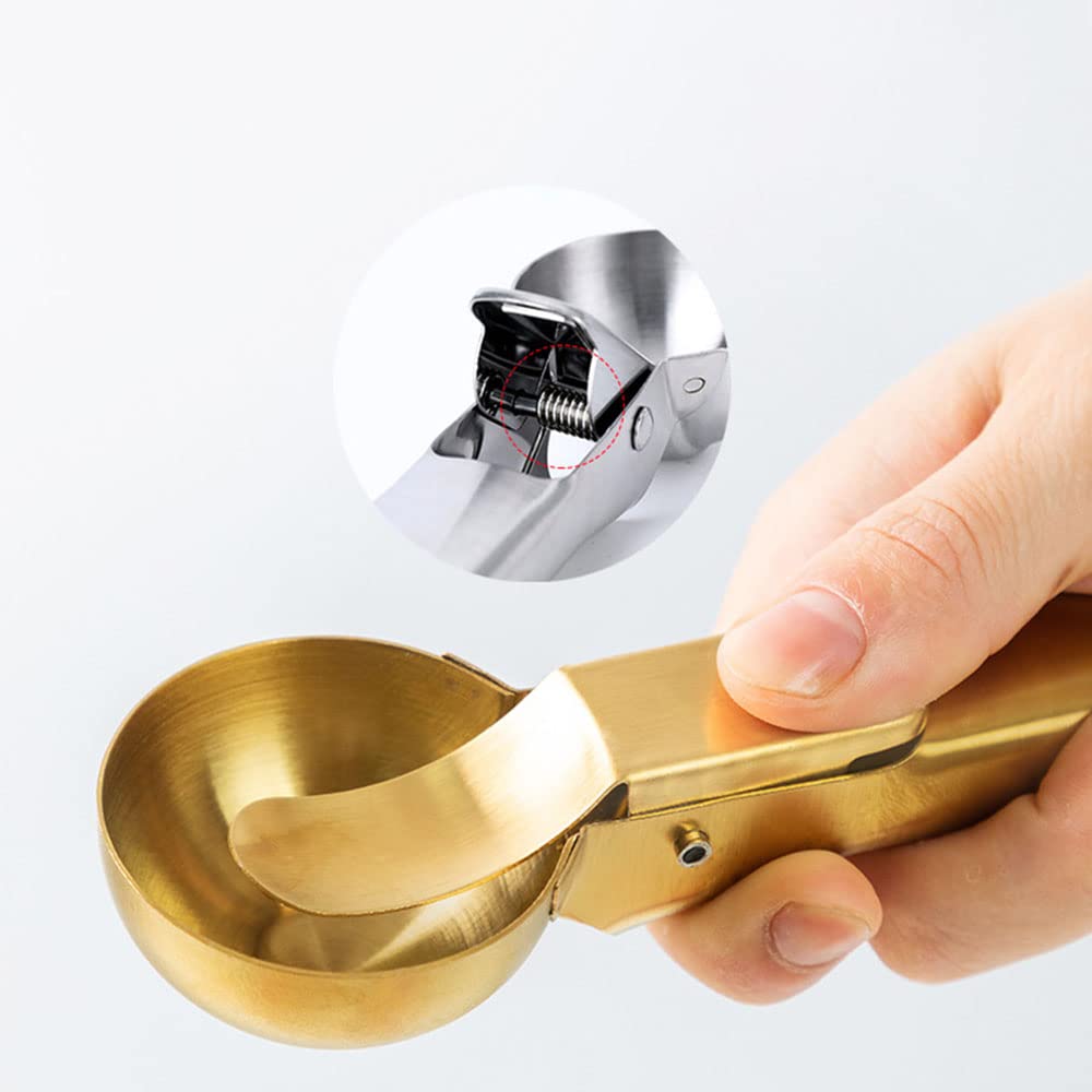 Ice Cream Scooper Stainless Steel, Cookie Scoopwith Trigger Heavy Duty Metal Icecream Scoop,Cookie Scoop Large Size Perfect For Frozen Yogurt, Gelatos, Sundaes (C-Gold 2Pack)