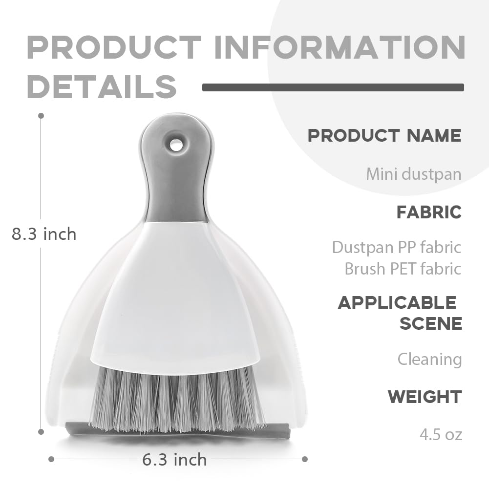 Dust pan Broom Brush Dustpan - Dustpan and Brush Set,Mini dust Pans with Brush,Dust Pan and Brush Set for Table, Key Board, Cat, Dog and Other Pets, Dust Pan Brush Nesting Tiny Cleaning Broom（Gray）