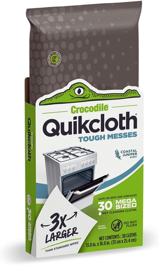QuikclothÂ® Tough Messes â Plant-Based, Gentle, Plastic-Free Cleaning Wipes for Home & Kitchen - Safe on Hands and Surfaces