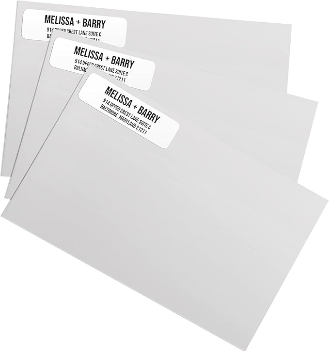 White Bold Rolled Address Labels/Roll of 250 Personalized Address Labels/Designer Return Address Stickers in Elegant Plastic Dispenser