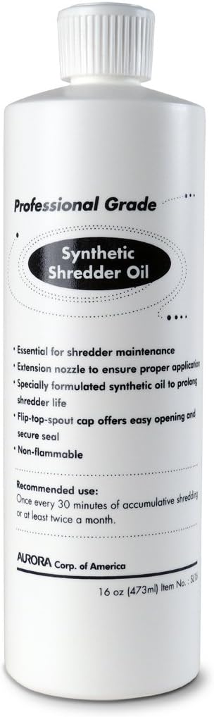 Aurora Professional Grade AU125MA 120-Sheet Auto Feed & SL16 Professional Grade Synthetic Shredder Oil, 16 Oz Flip-Top Leak Proof Bottle, Synthetic Shredder Oil 16 oz. Bottle