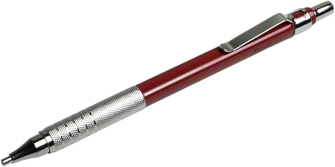 PIPER Quadrata Metal Mechanical Pencil 0.7mm with Erasers and HB #2 Lead Refills for Art, Sketching, Writing, Drafting (Cinnamon Red)