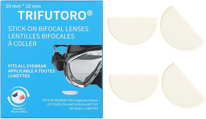 2 Pack Stick On Bifocal Lenses Reader Magnifying Adhesive Reading Lens Sticker Sunglasses Diving Scuba Mask Goggles Glasses Magnifier Add On (5.5, x)
