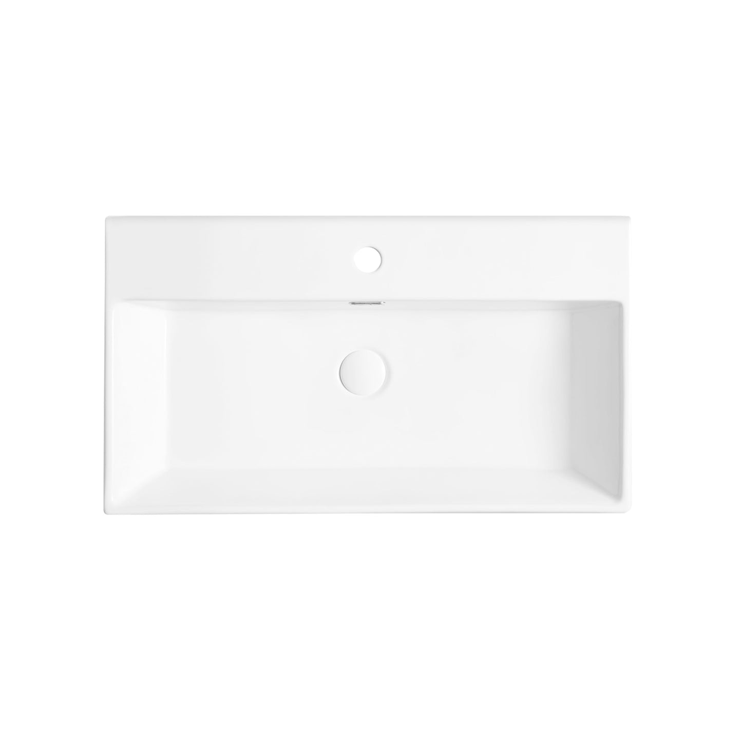 Eridanus Bathroom Sink 30" x 16" Rectangular Vessel Sink, Wall Mount Above Counter Vanity Sink, Premium Ceramic White Art Basin with Overflow, Lavatory Trough Floating Washbasin