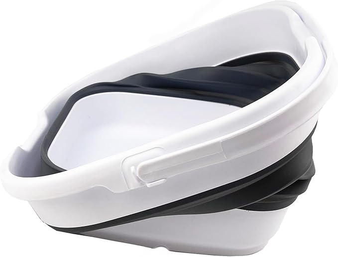 SAMMART 9.5L (2.5 Gallon) Collapsible Rectangular Handy Basket/Bucket (White/Steel Grey)
