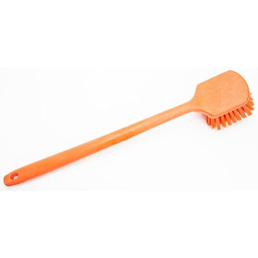 SPARTA 40501EC24 Plastic Large Scrub Brush, Kitchen Brush, Utility Brush With Long Handle For Cleaning, 20 Inches, Orange, (Pack of 6)