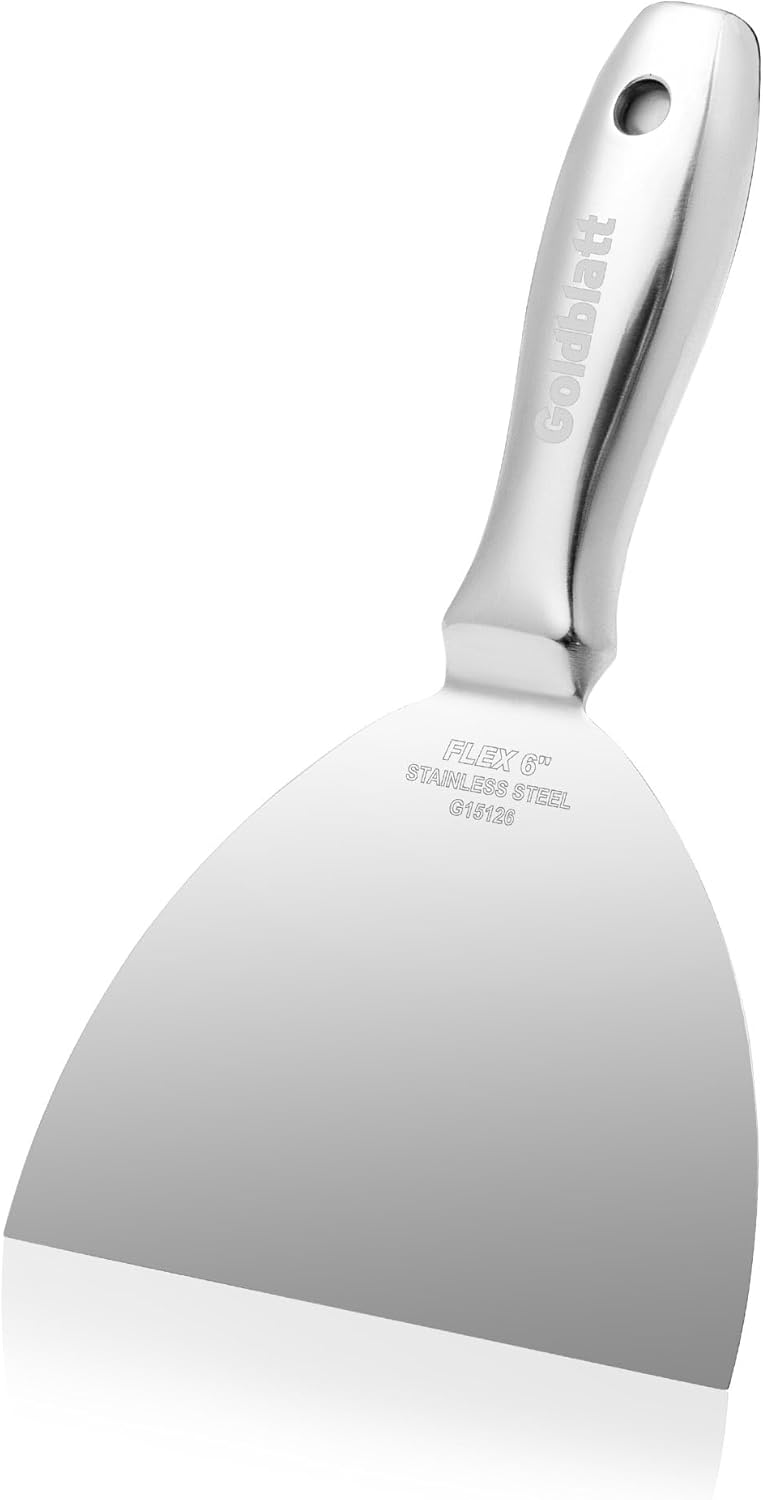 Goldblatt 6" Putty Knife, One-Piece Paint Scraper Tool, All Stainless Steel Joint Knife with Flexible Blade, Seamless Design, Metal Ergonomic Handle - for Drywall Repairing, Finishing and Scraping