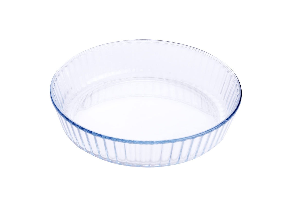 HUSANMP Clear Round Tempered Glass Baking Dish, Glass Bakeware Casserole Dish for Oven and Dishwasher Safe.