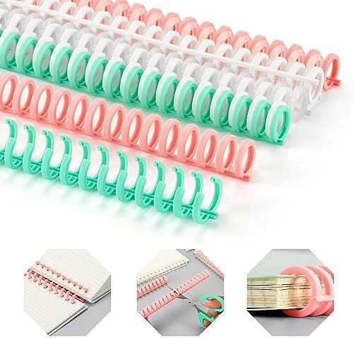Binding Spines/Coils/Combs: Open & Close Easily Adding Pages for Notebook ，Worklion Binding Machine 30 Ring Diameter 3/8"Binding Combs， Maximum 65 Sheets Multicolor Trimmable Sturdy 10pieces