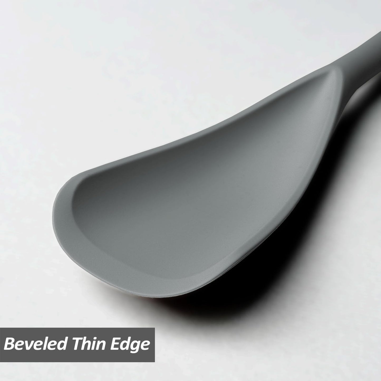 Silicone Spatula Spoon, Great for Both Cooking and Serving Durable BPA-Free Matte Black Silicone, Seamless Design, Safe for Nonstick Cooking Surfaces, 2-Pcs, Gray