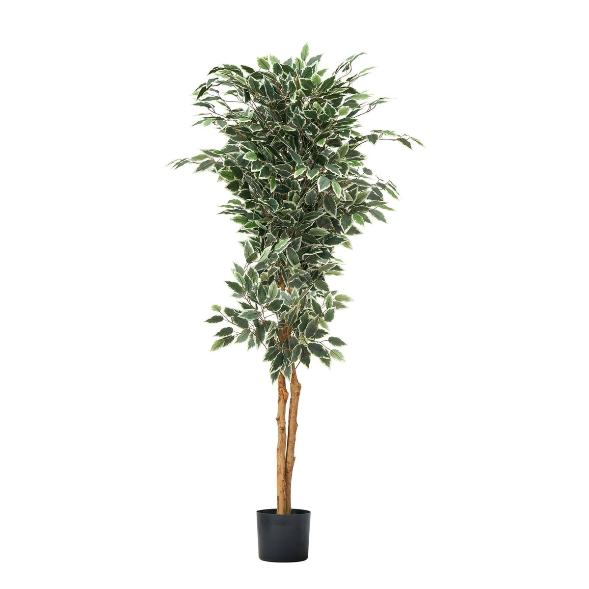 5FT Artificial Ficus Tree with Black Pot, Tall Faux Ficus Plant with Natural Wood Trunk and Realistic Green Leaves, Indoor Fake Silk Tree for Home, Office, Living Room, or Corner Décor