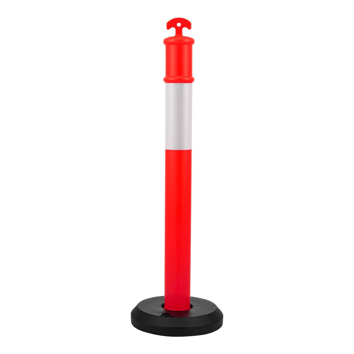 6 Pack Traffic Delineator Posts, 48 inches Traffic Safety Cones with Fillable Base and Reflective Strips, Heavy Duty Delineator Posts for Construction Site, Parking Lot, Crowd Control, Red