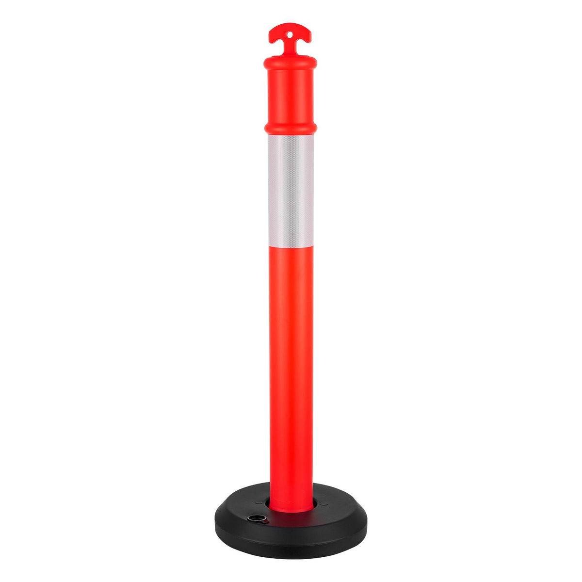 6 Pack Traffic Delineator Posts, 48 inches Traffic Safety Cones with Fillable Base and Reflective Strips, Heavy Duty Delineator Posts for Construction Site, Parking Lot, Crowd Control, Red