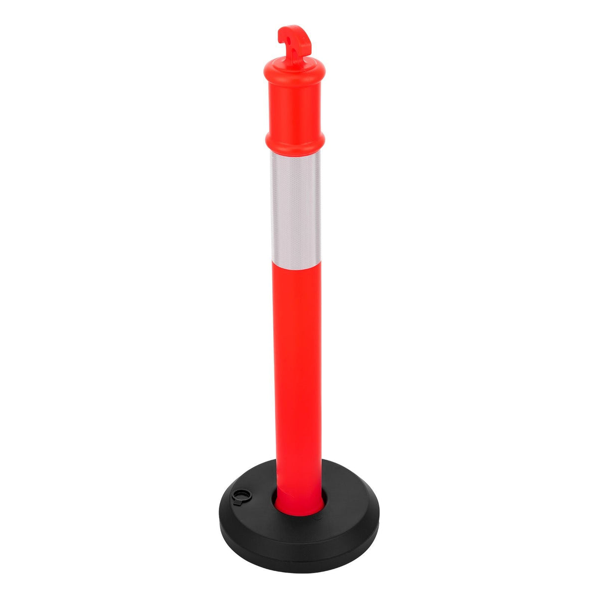 6 Pack Traffic Delineator Posts, 48 inches Traffic Safety Cones with Fillable Base and Reflective Strips, Heavy Duty Delineator Posts for Construction Site, Parking Lot, Crowd Control, Red