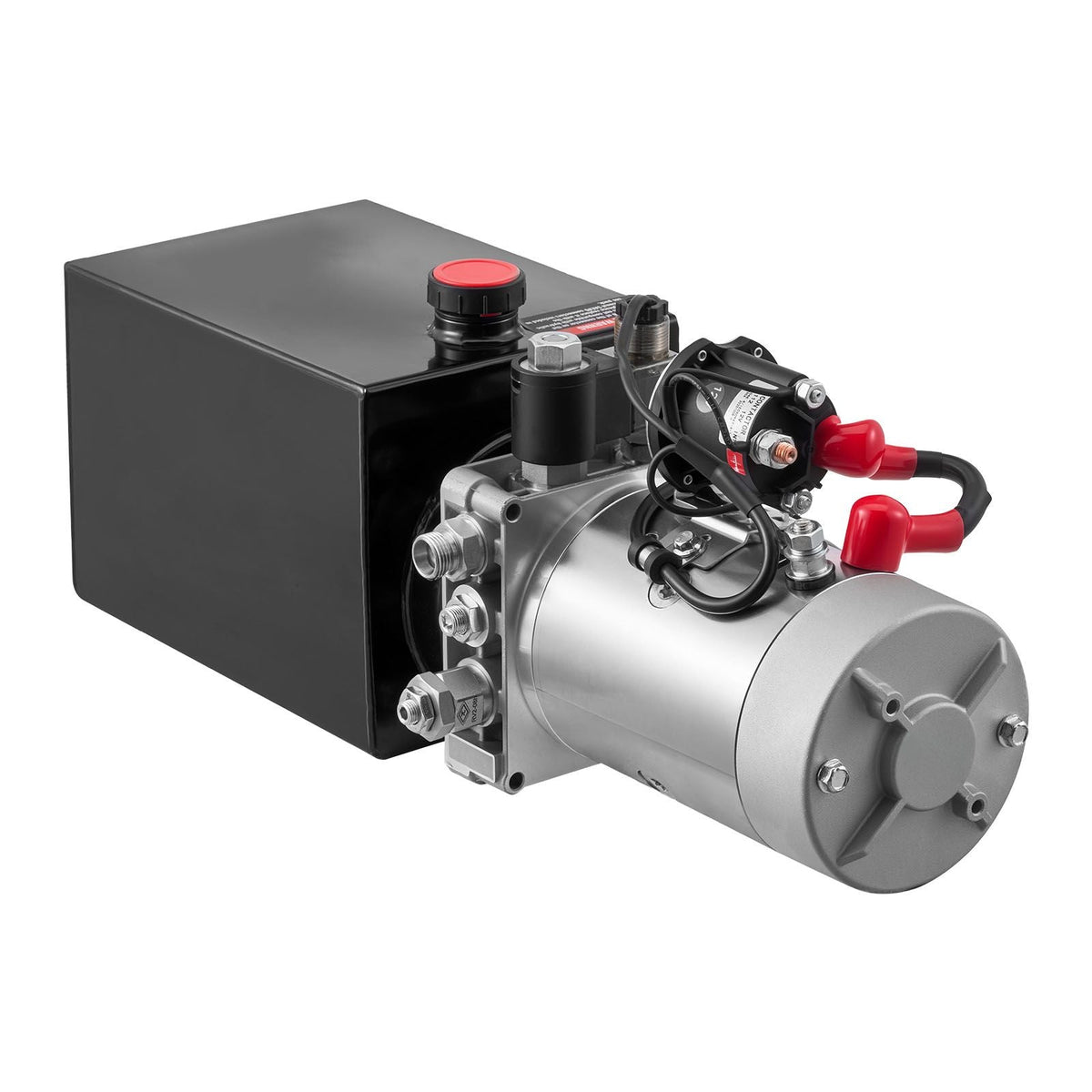 6 Quart Hydraulic Power Unit, Single Acting Dump Trailer Pump, 3200 PSI Max Relief Pressure & 0.91 GPM Flow Rate, DC 12V Hydraulic Pump with Metal Reservoir for Dump Trailer Car Lifting, Black