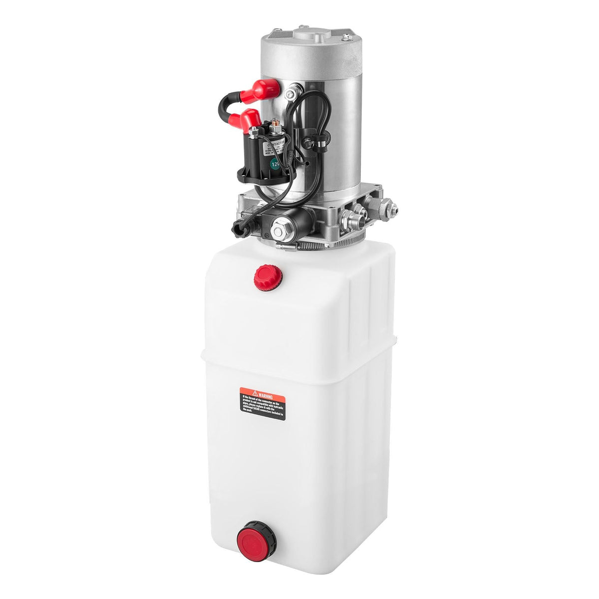 6 Quart Hydraulic Power Unit, Single Acting Dump Trailer Pump, 3200 PSI Max Relief Pressure & 0.91 GPM Flow Rate, DC 12V Hydraulic Pump with Metal Reservoir for Dump Trailer Car Lifting, White