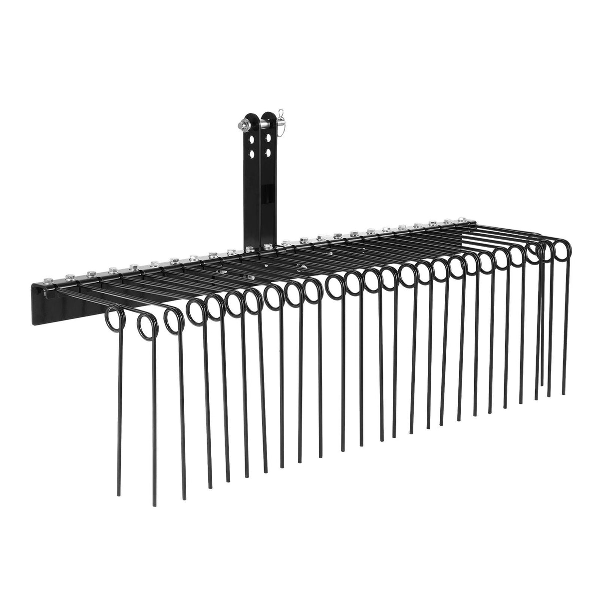 60 in Tow Behind Landscape Rake, 3 Point Hitch Lawn Dethatcher Rake, 26 Spring Steel Tines, for Category 1 Tractors, Heavy Duty & Rust-Resistant Rakes Tractor Attachments for Leaves Pine Needles
