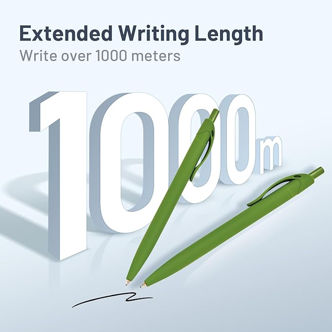 BallPoint Pens, 100 Pack (BLACK Ink),Bulk Pens, Green Barrel,Click Pens for Office Home and School, Retractable Ballpoint Pens, Medium Point, 1.00MM (Green)