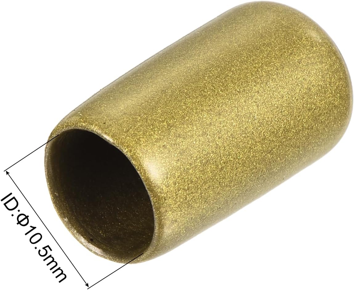 uxcell 20pcs Rubber End Caps 10.5mm ID Vinyl Round Tube Bolt Cap Cover Thread Protectors Gold