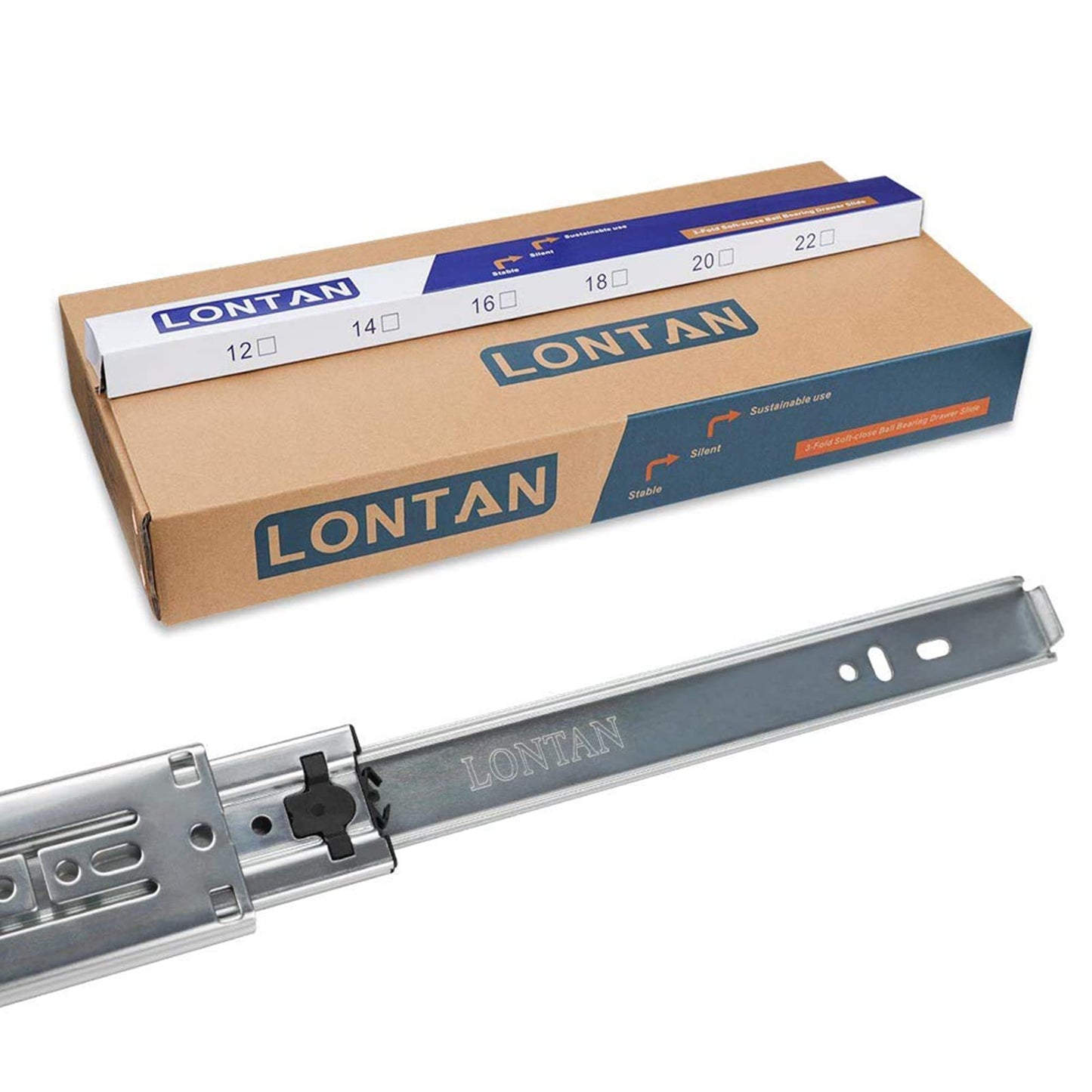 LONTAN 5 Pairs 22 Inch Soft Close Drawer Slides Side Mount Heavy Duty Cabinet Drawer Glides Ball Bearing Full Extension Kitchen Cabinet Rails 100 LB Capacity