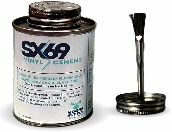 SX-69 Vinyl Repair Kit | Inflatable Bounce House Repair Kit | Includes 4 Ounce Adhesive and Vinyl Roll | for Flexible, Waterproof Repairs of Tears, Punctures, and Holes