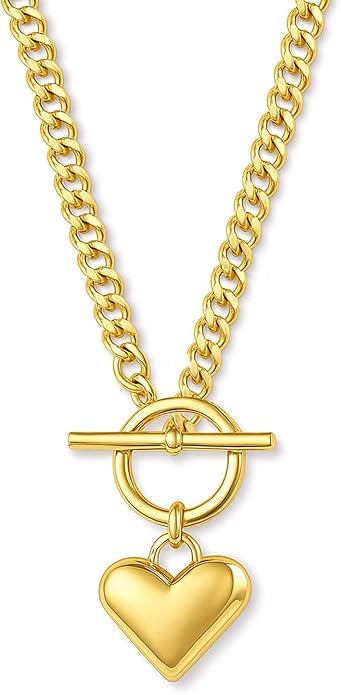 Zeffy Dainty Gold Heart Necklace for Women Trendy 14K Gold/Silver Plate Cute Heart Pendant Choker Necklaces Gold Love Heart Chain Necklace for Women Dainty Gold Jewelry Gifts for Women