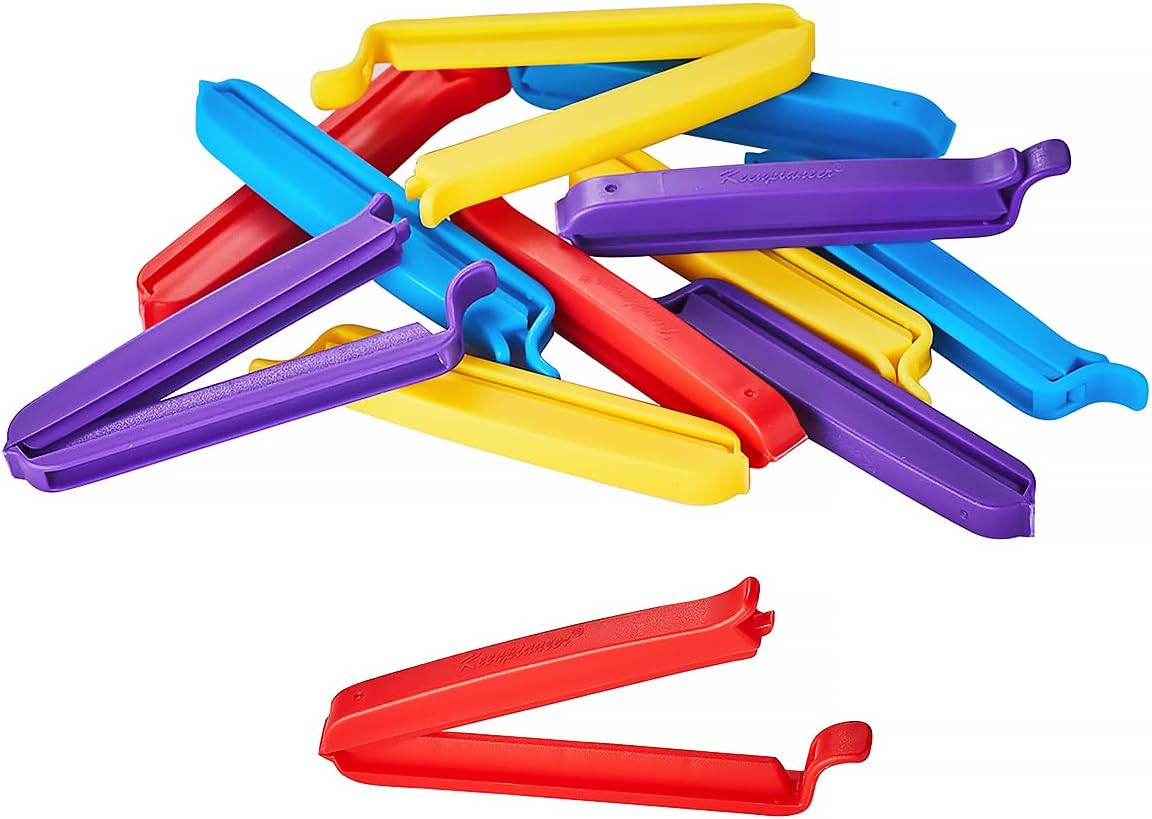 Keenpioneer Bag Sealing Clips for Food and Snack Storage, Decorating/Icing Bag Sealing Clips, 4inch, 12-Piece, 4-Color