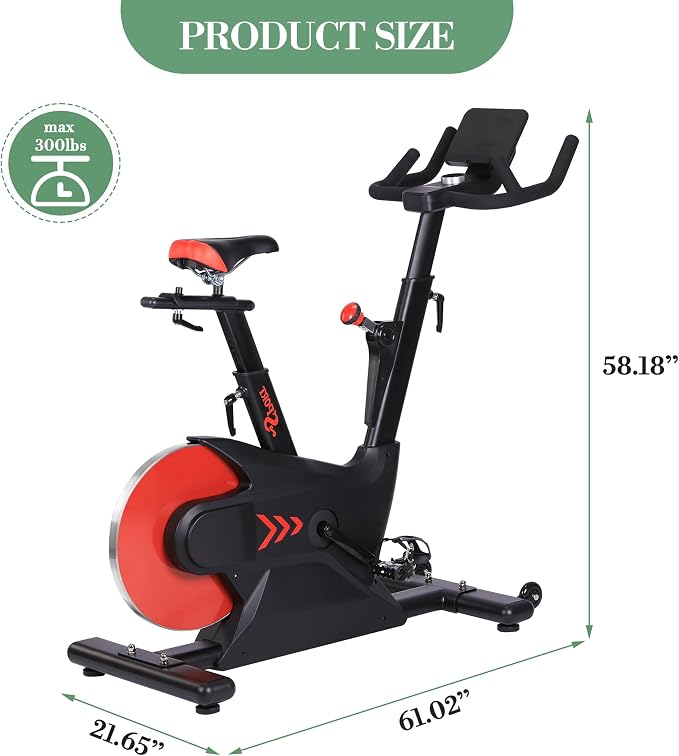  Exercise Bike, Adjustable Magnetic Resistance Stationary Bikes with Smart Knob Resistance,300Lbs Weight Capacity Indoor Cycling Bike WithLCD Monitor & IPad Mount ﻿