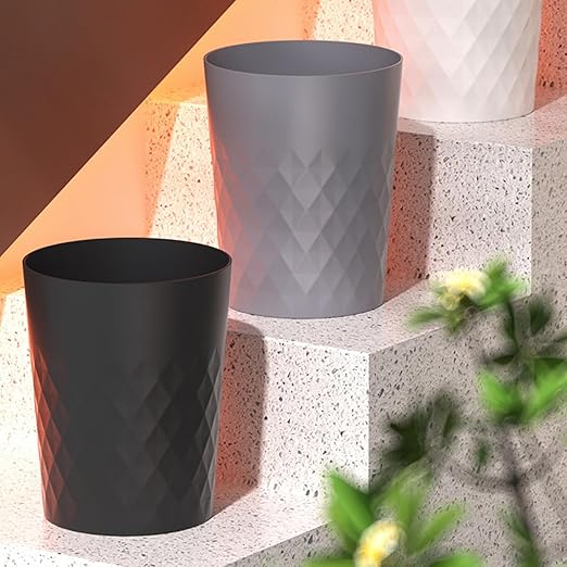 2 Pack Small Trash Can 1.8 Gallon Bathroom Garbage Can Waste Basket Recycling Bin for Dorms Bedrooms Offices Kitchens, Black