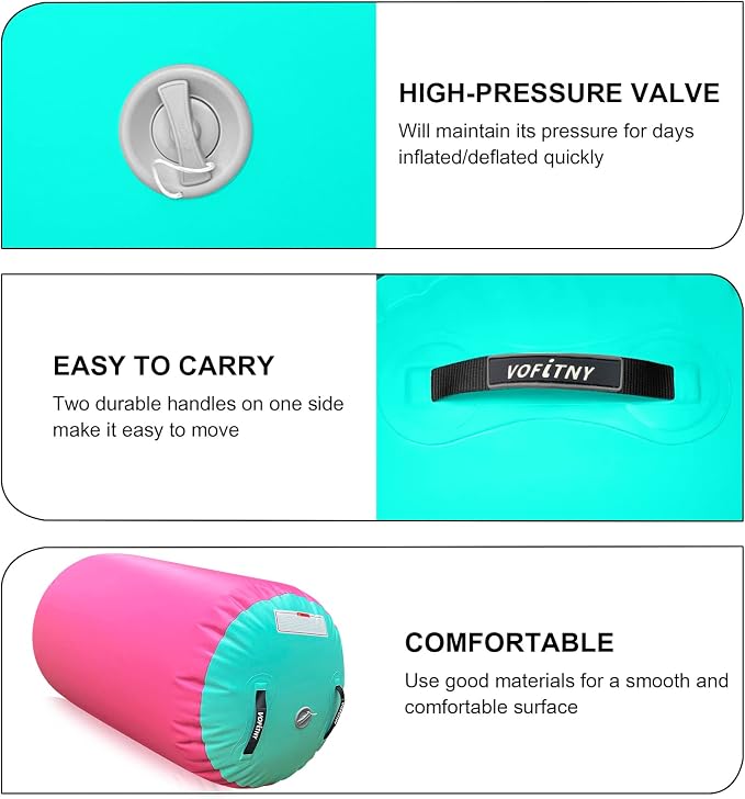 VOFiTNY Inflatable Gymnastics Air mat Tumbling Track with Air Barrel Octagon Mat with Pump for Home/Gym