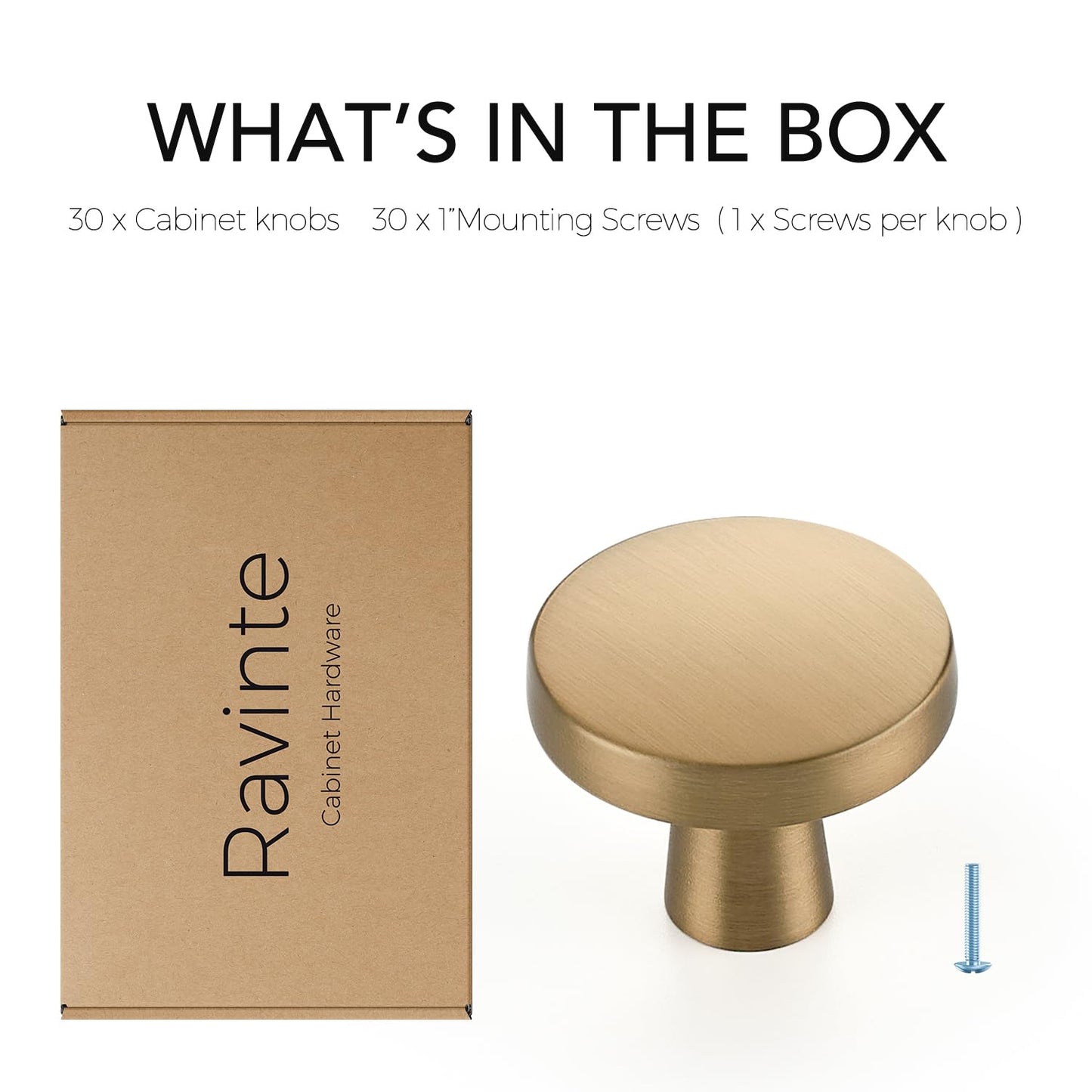 Ravinte 30 Pack Solid Single Hole Kitchen Round Cabinet Knobs Champagne Bronze Pulls Drawer Knobs Kitchen Cabinet Hardware Handles