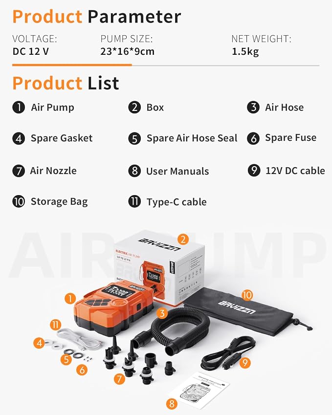 59.2Wh Rechargeable SUP Pump, 22PSI Electric Paddle Board Pump with Auto-Off & LCD, Dual Power (Battery/12V Car) & Type-C Input, Portable Inflator for Kayak Boat Inflatables Camping