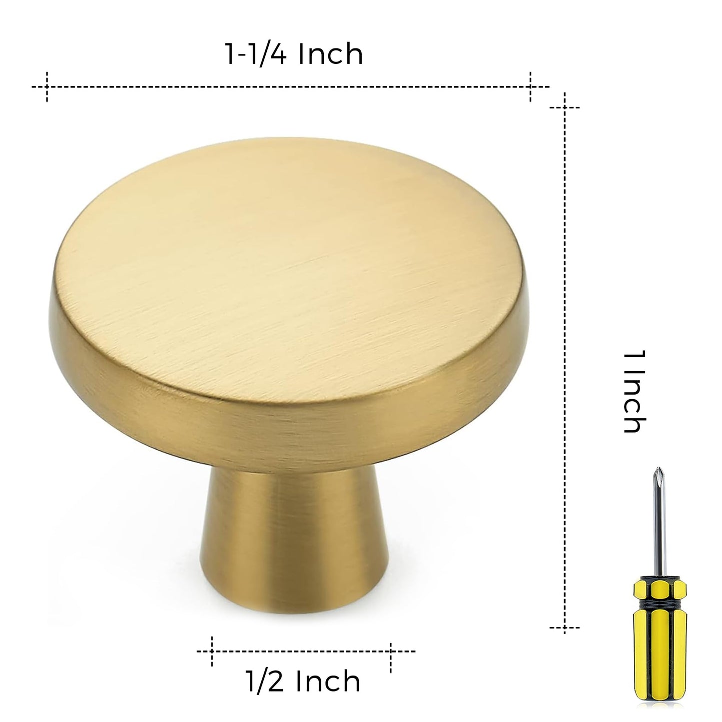 Ravinte 30 Pack Solid Knobs Kitchen Cabinet Round Pulls Dresser Handles Gold Cupboard Hardware Brushed Brass Door Drawer Knobs