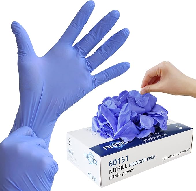 FINITEX Ice Blue Nitrile Exam Gloves - Powder-free, 1000 PCS Medical & Home Cleaning Gloves