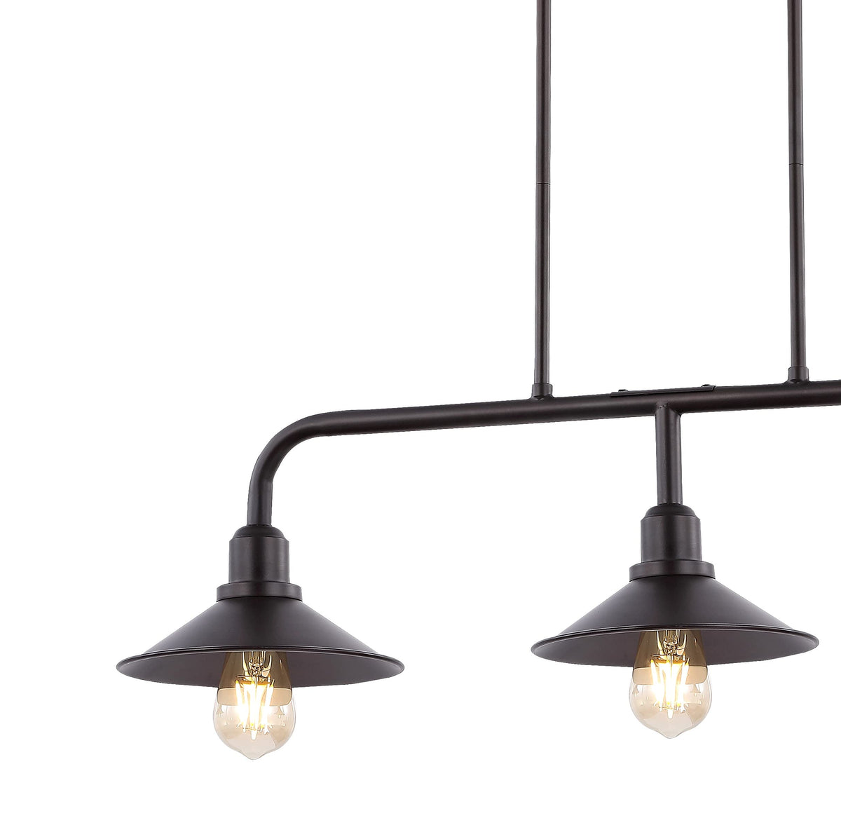 JONATHAN Y 34.25" Oil Rubbed Bronze 3-Light Pendant for Kitchen Island, Modern Farmhouse Industrial Metal Ceiling Light with LED Bulbs, Iron Shade (JYL1113A)