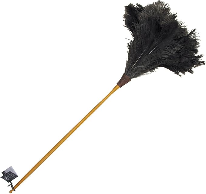 Redecker Ostrich-Feather Duster with Waxed Beechwood Handle, 43-3/8-Inches