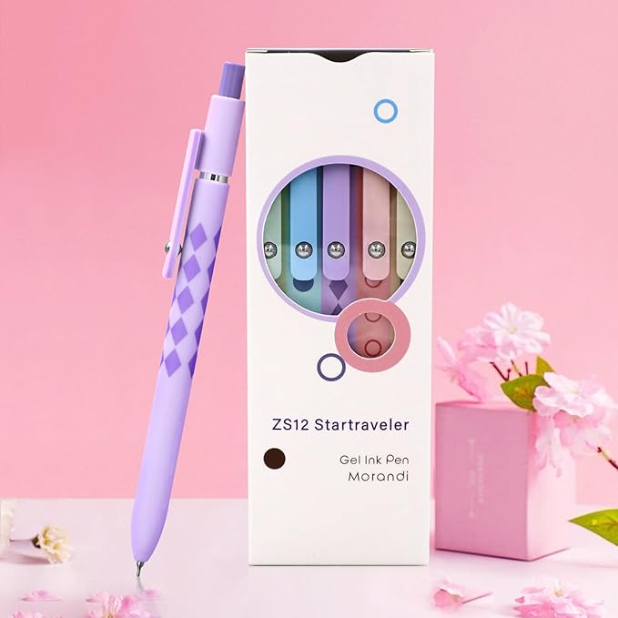 Gel Pens, 5 Pcs Medium Point Smooth Writing Pens Cute Pens for Women, High-End Series 0.7mm Black Ink Pens for Journaling Note Taking, School Office Supplies (5 Pcs Geometric Aurora)