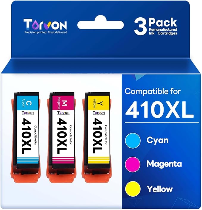 Remanufactured Ink Cartridge Replacement for Epson 410 Ink Cartridges 410XL T410 T410XL for Epson XP-7100 XP-530 XP-630 XP-640 XP-900 XP-830 Printers(Cyan, Magenta, Yellow)