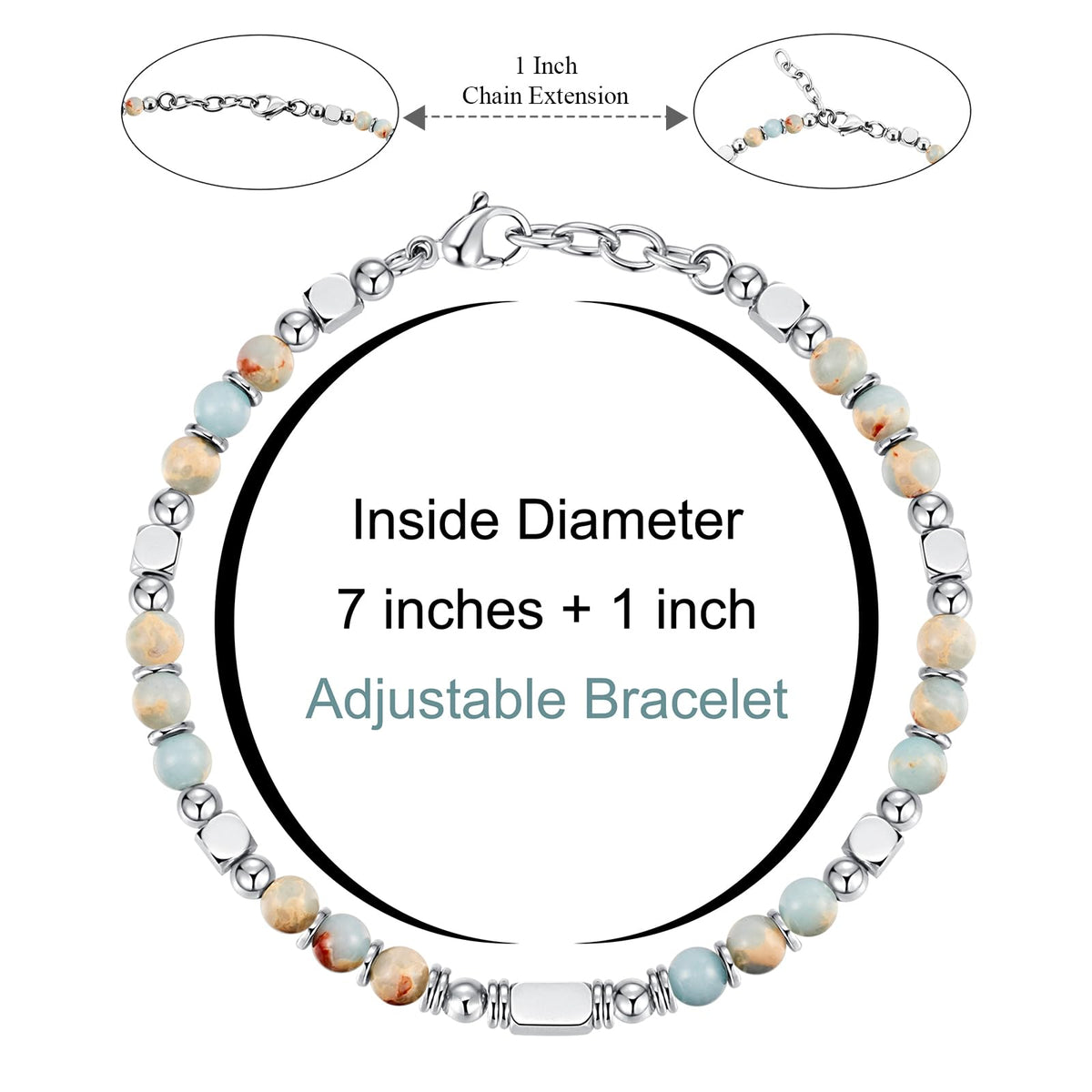 Bracelets for Women, Silver & Gold Bracelets for Women, Boho Beaded Bracelet, Trendy Jewelry Gifts for Lover Mom Friends