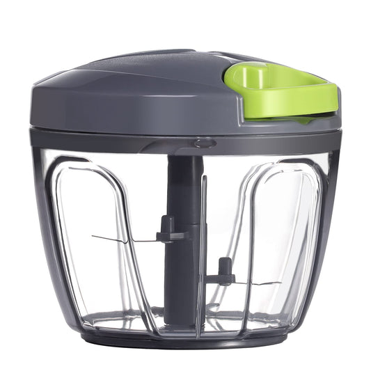 Ourokhome Manual Food Processor Vegetable Chopper, Portable Hand Pull String Garlic Mincer Onion Cutter for Veggies, Ginger, Fruits, Nuts, Herbs, etc., 650ml, Grey