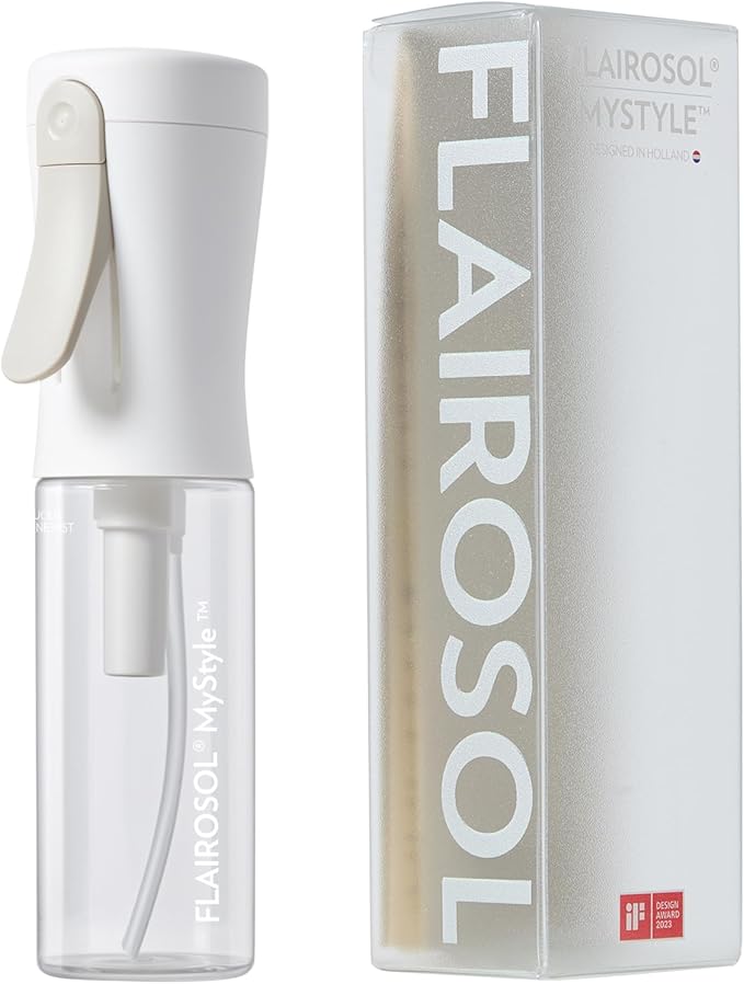 FLAIROSOL MyStyle, Spray Bottle for Hair - Small Travel Spray Bottle, Ultra Fine Continuous Water Mist for Face, Hairstyling, Salon, Cleaning, Beauty, Toners, Hydration & Makeup, 3.04oz / 90ml, White