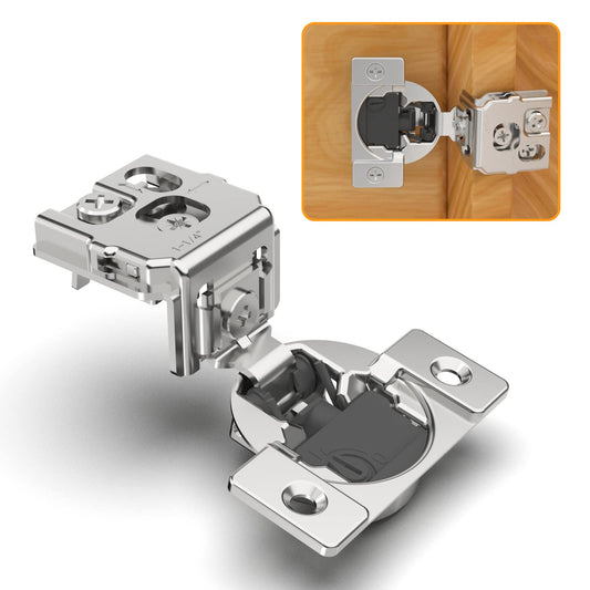 Chibery 50 Pack 1-1/4" 4D Overlay Soft Close Concealed Hinges for Face Frame Door, Control Closing Speed, Smooth Slow Self Close Hinges, Satin Nickel, 105° Open Angle Stainless Steel Cabinet Hinges