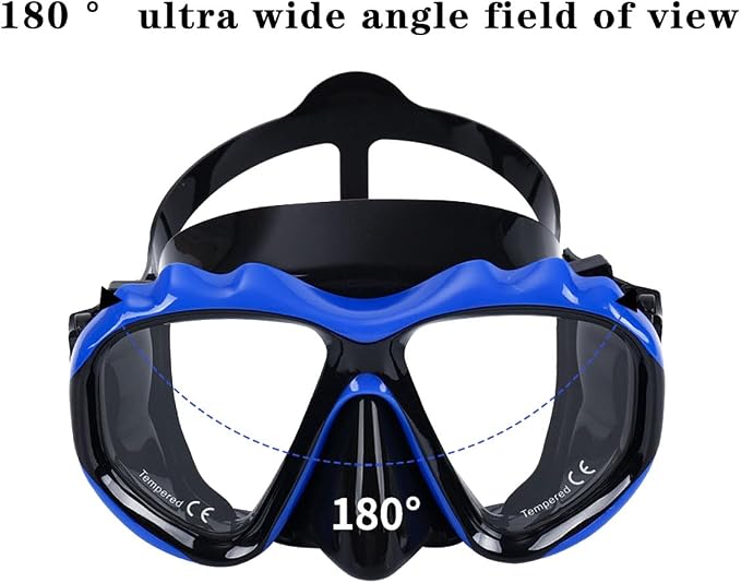 Diving Mask with Tempered Glass Lenses, Snorkel Gear for Men and Women, Clear Vision for Underwater Activities