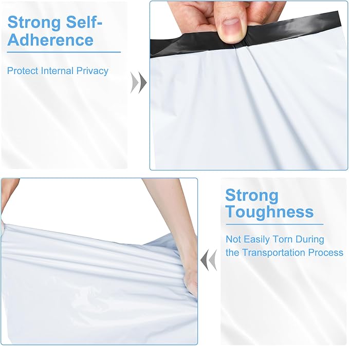 Large Poly Mailers 24x24 Inch 50 Pcs, Extra Large Shipping Bags for Clothing with Self-Sealing Tear-Resistant, Waterproof Poly Bags, Mailing Envelopes for Small Business (White)