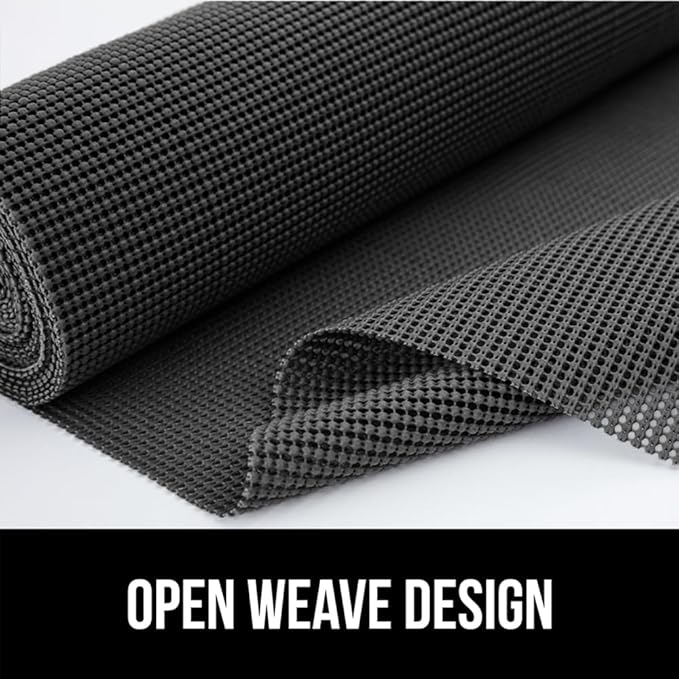 GORILLA GRIP powerGRIP Drawer Shelf and Cabinet Liner, Thick Strong Hold, Non-Adhesive Liners Protect Kitchen Cabinets and Cupboard, Bathroom Drawers, Easy Install, Breathable Mat, 17.5" x20' Charcoal